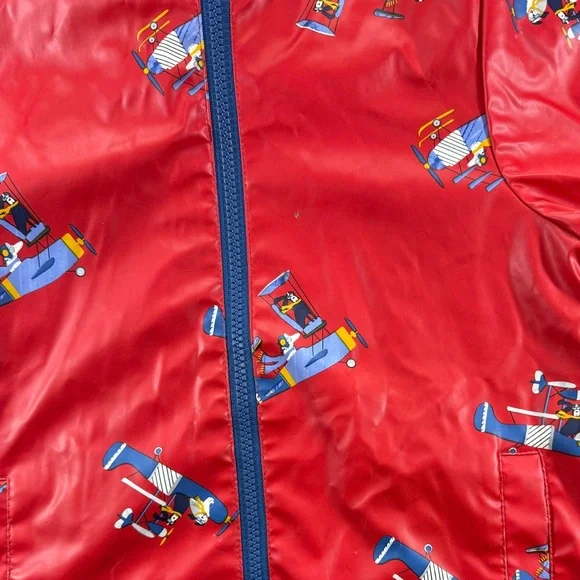 Joules Right as Rain Skipper Rain Jacket Kids' Size 6Y Red Planes Dog Fleece - Picture 5 of 6